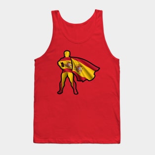 Spanish Hero Wearing Cape of Spain Flag Representing Hope and Peace Tank Top